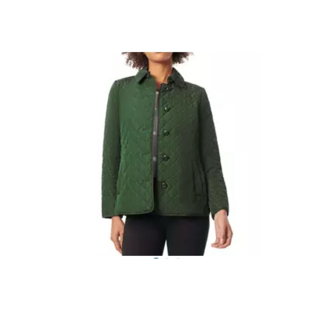 NWT Jones New‎ York Quilted Forest Green Button Coat Woman's Size M Sold Out